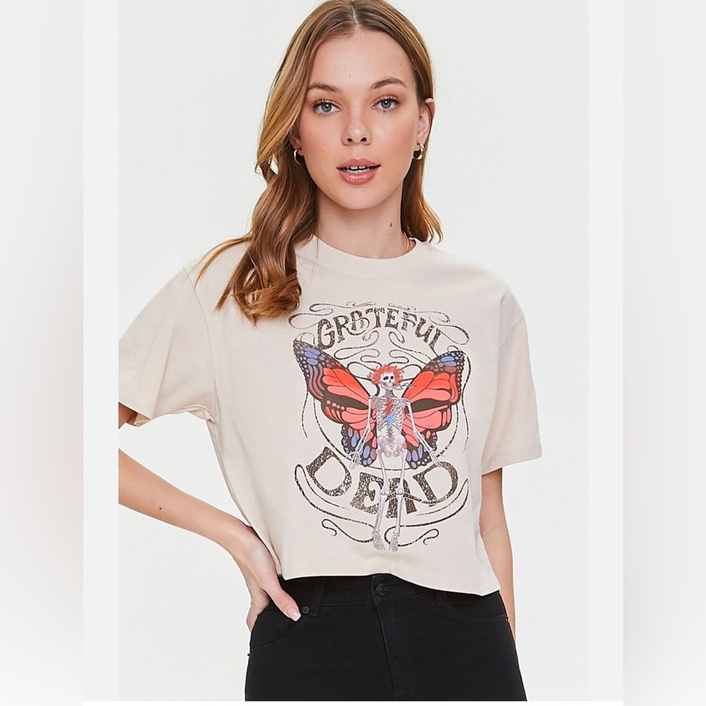 Grateful Dead Band Oversized Boxy Crop Top Tee, 1X
